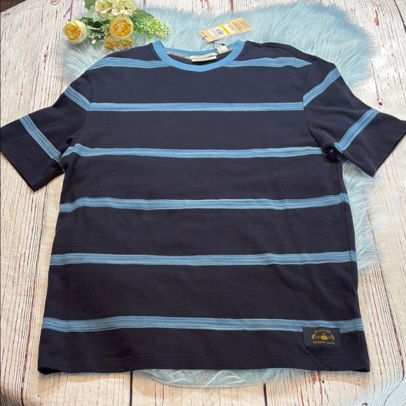NWT Scotch & Soda Textured Spacedye Stripe Short Sleeve Tee sz M - Picture 1 of 10